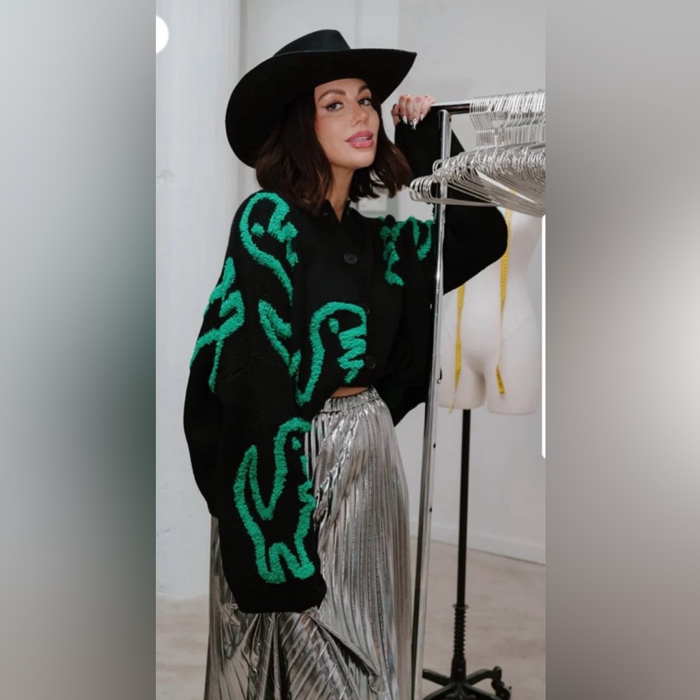 Black and Green Dinosaur Sweater